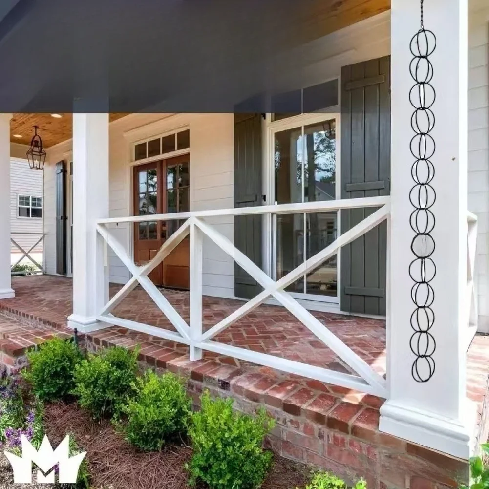 For Modern Home for exterior Black Rain Chains Decorative Rainchain Sturdy Iron Construction Weather Resistant Material