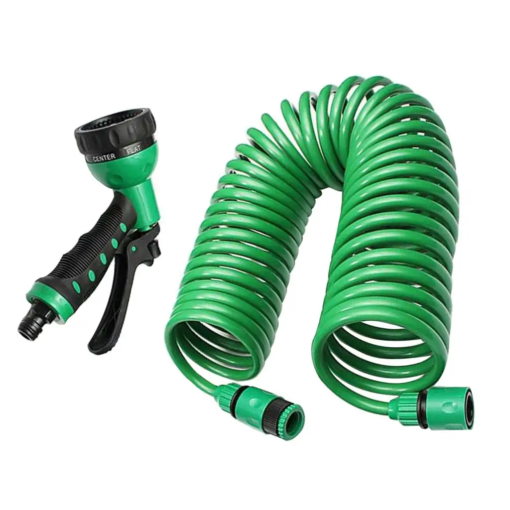 

EVA Coil Garden Hose Spring Recoil Garden Water Hose with 3/4" Connector with 8 Function Sprayer for Pet Bathing Car Washing