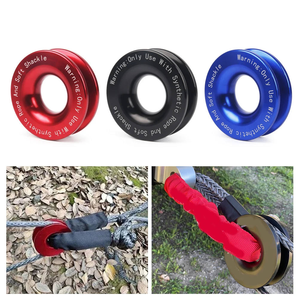 Winch Snatch Recovery Rings 41000lbs Break Strength Rope Retention Pulley Trailer Towing Wheel for ATV UTV SUV Truck Off-Road