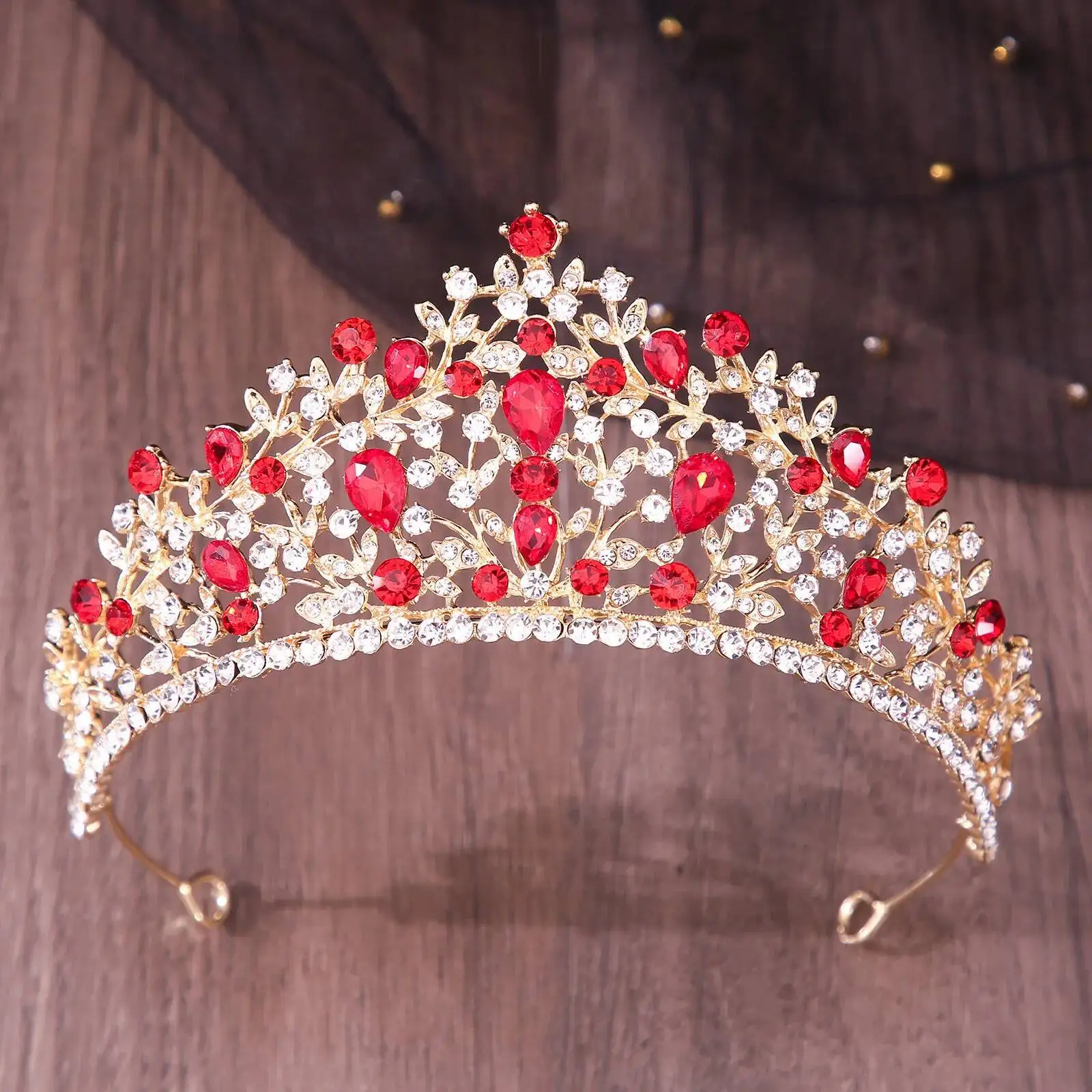 

Красная тиара со стразами для женщин, свадебные короны, вечерние принцессы, элегантная свадебная хрустальная корона для невесты, аксессуары для волос, ювелирные изделия