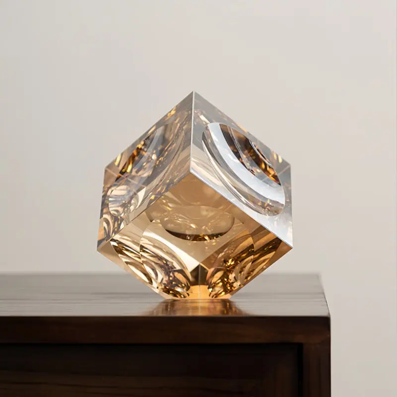 Square Transparent Crystal Cube Art Model, DIY Handcraft Accessory for Handmade Scene Layout & Craft Display