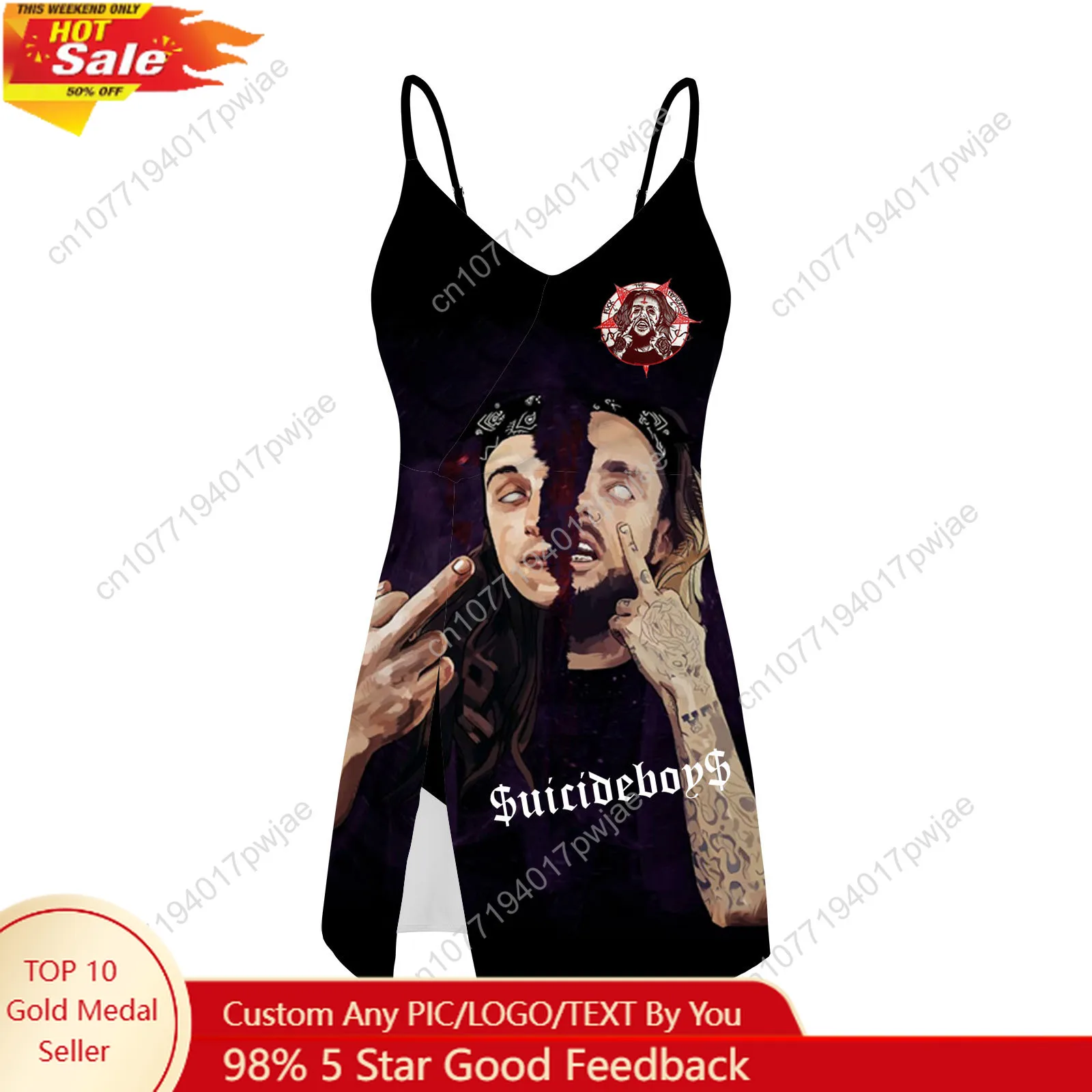 Suicideboys Hip hop Singer Sling Dress Swimsuit Womens Bathing Suits Fashion Swimwear Pool Beach Bikini Custom Made Beachwear