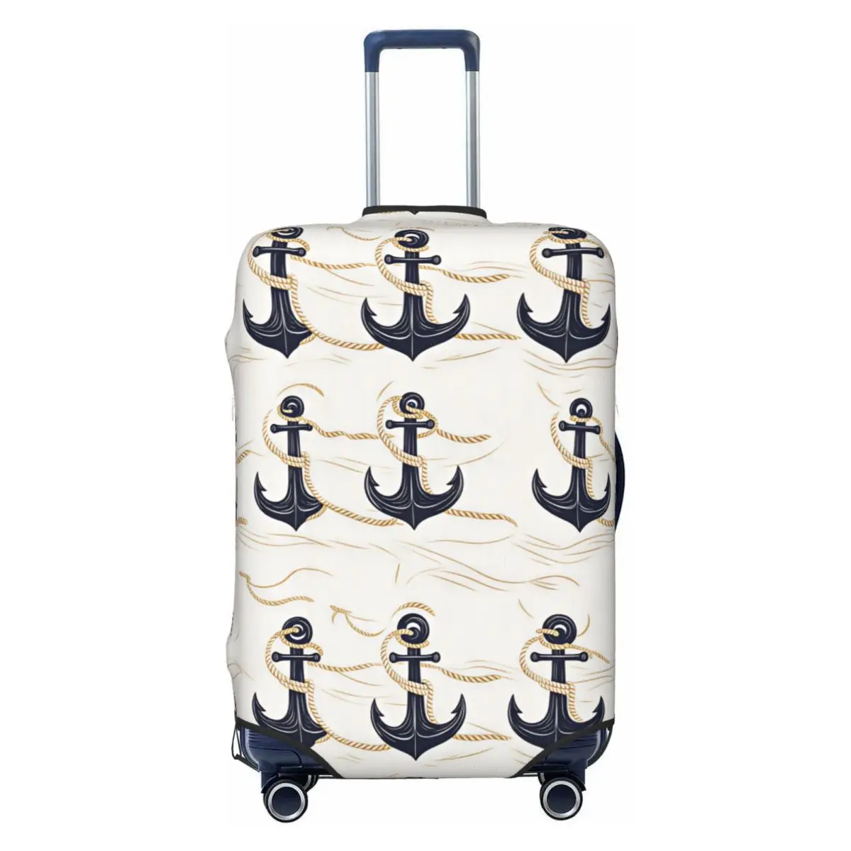 Custom Nautical Navy Anchor & Gold Rope Pattern Luggage Cover Fashion Suitcase Protector Covers Suit For 18-32 inch
