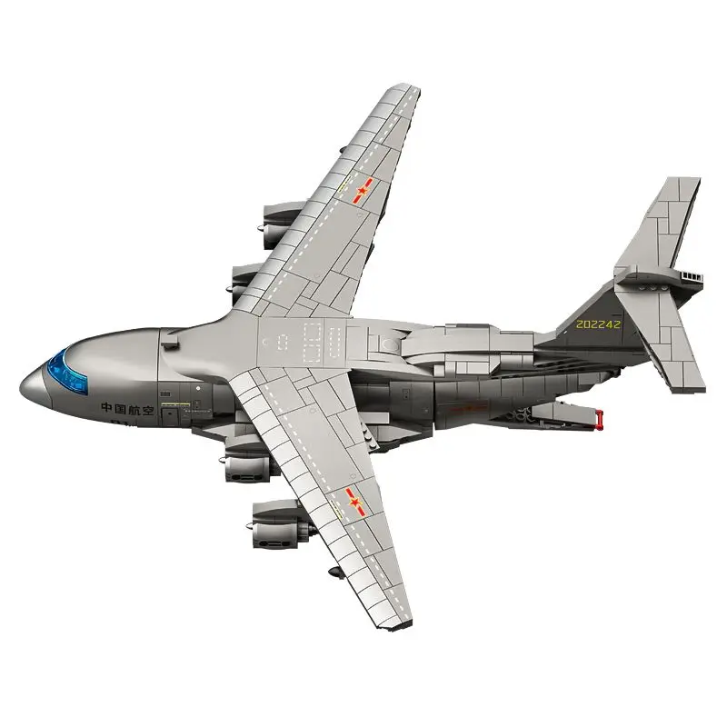 Military Y-20 Large Transport Aircraft Building Block Transport Aircraft Model Brick Soldier Weapon Toy Assembly Children's Gift