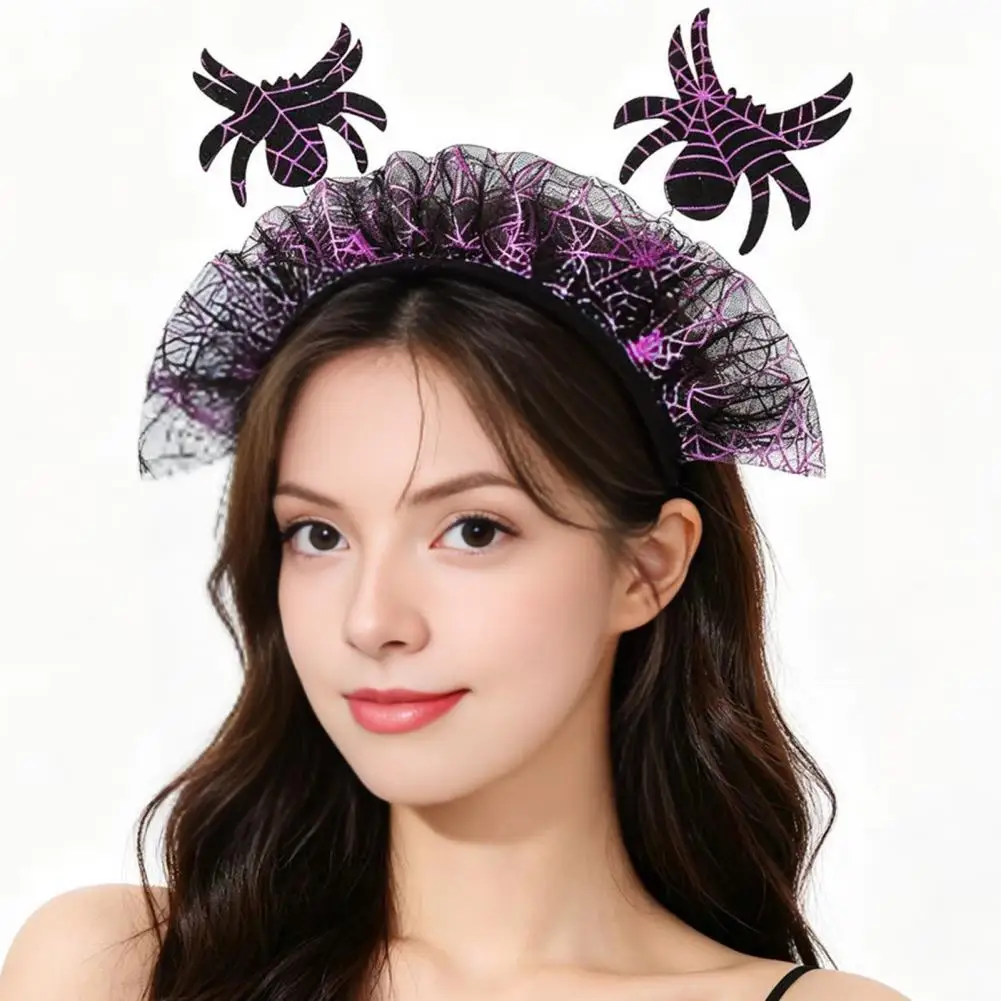 Festival Photo Props Halloween Spider Headband Mesh Hair Accessory Spider Web Costume Headpiece Masquerade for Men for Women