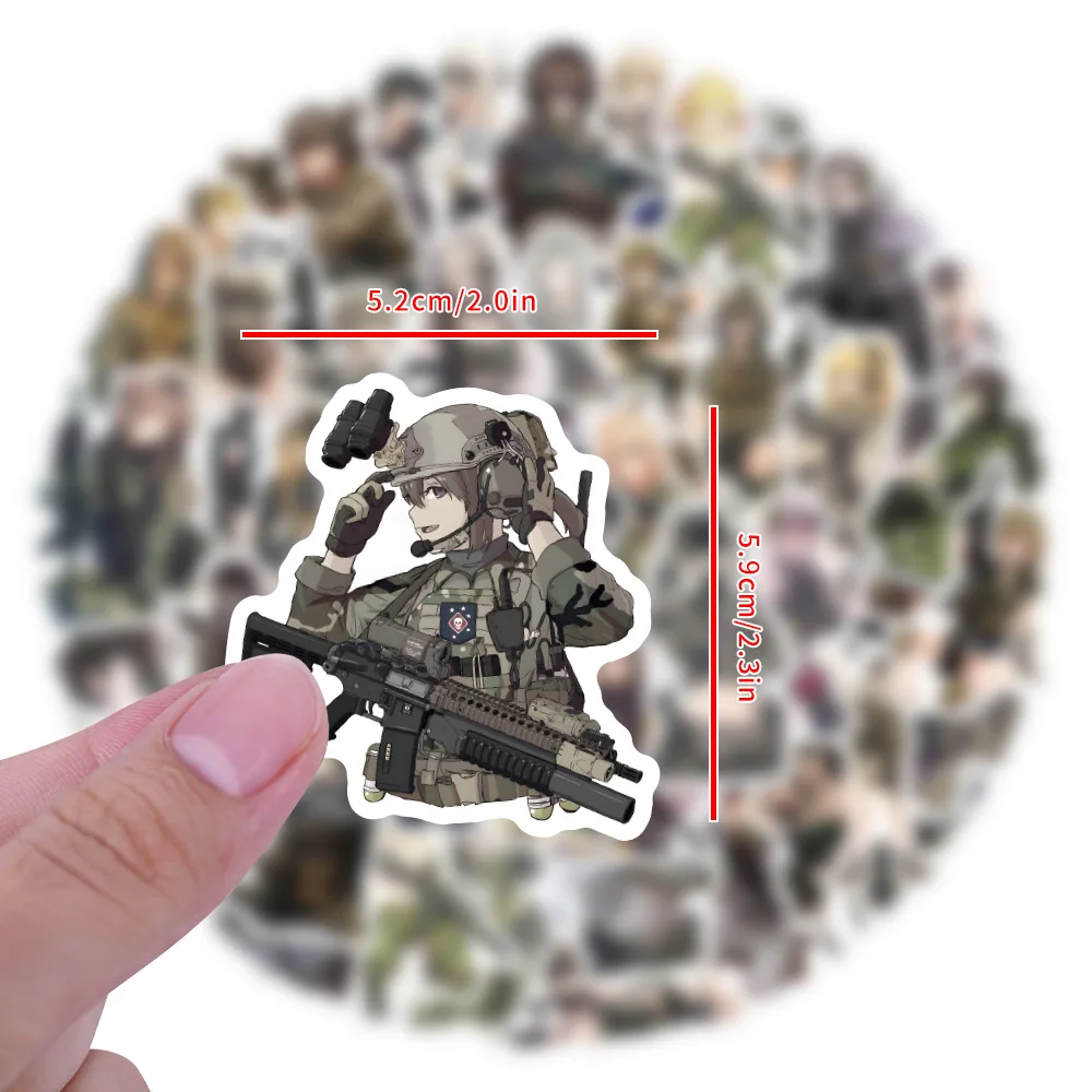 60Pcs Cartoon Military Anime Girl Graffiti Stickers Decorative Phone Notebook Luggage Waterproof Stickers view 2