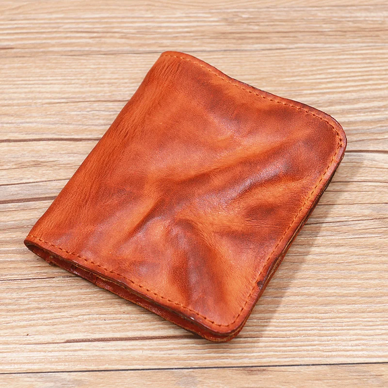 100% กระเป๋าใส่เงินหนังแท้สำหรับผู้หญิงผู้ชายวินเทจ cowhide SHORT Bifold ขนาดเล็ก Slim กระเป๋าสตางค์ใส่นามบัตรสตรีมีซิปกระเป๋าเหรียญ