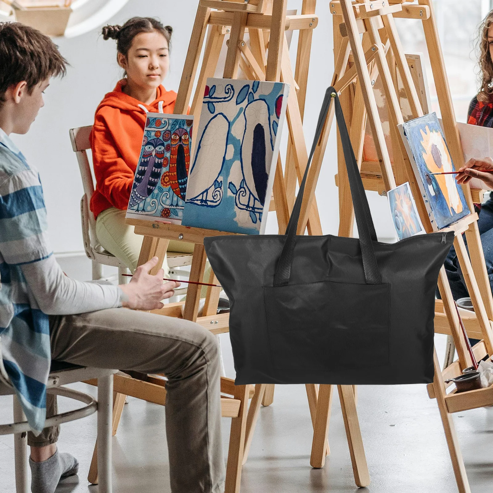 حقيبة لوحة الرسم ذات سعة كبيرة، حافظة فنية محمولة، منظم حامل أدوات الرسم الفني للأكياس القماشية #3