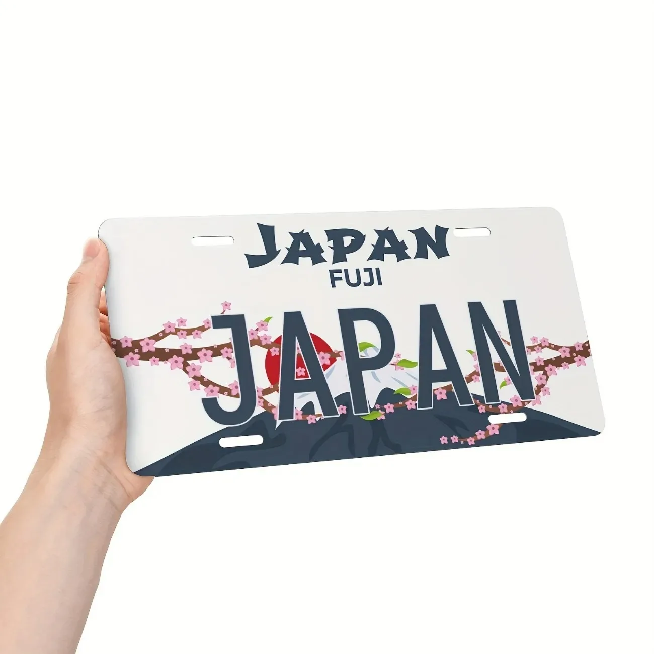 1PC JDM Style Mount Fuji Aluminum License Plate, Custom Personalized Replica Plaque Waterproof Garage Wall Car Decor (Decor Only