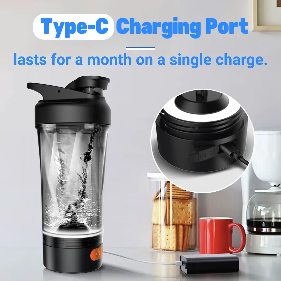 

Электрический портативный шейкер для протеиновых коктейлей 700 мл с USB-зарядкой, полностью автоматическая кружка-миксер для спортзала, перезаряжаемая, для смешивания коктейлей