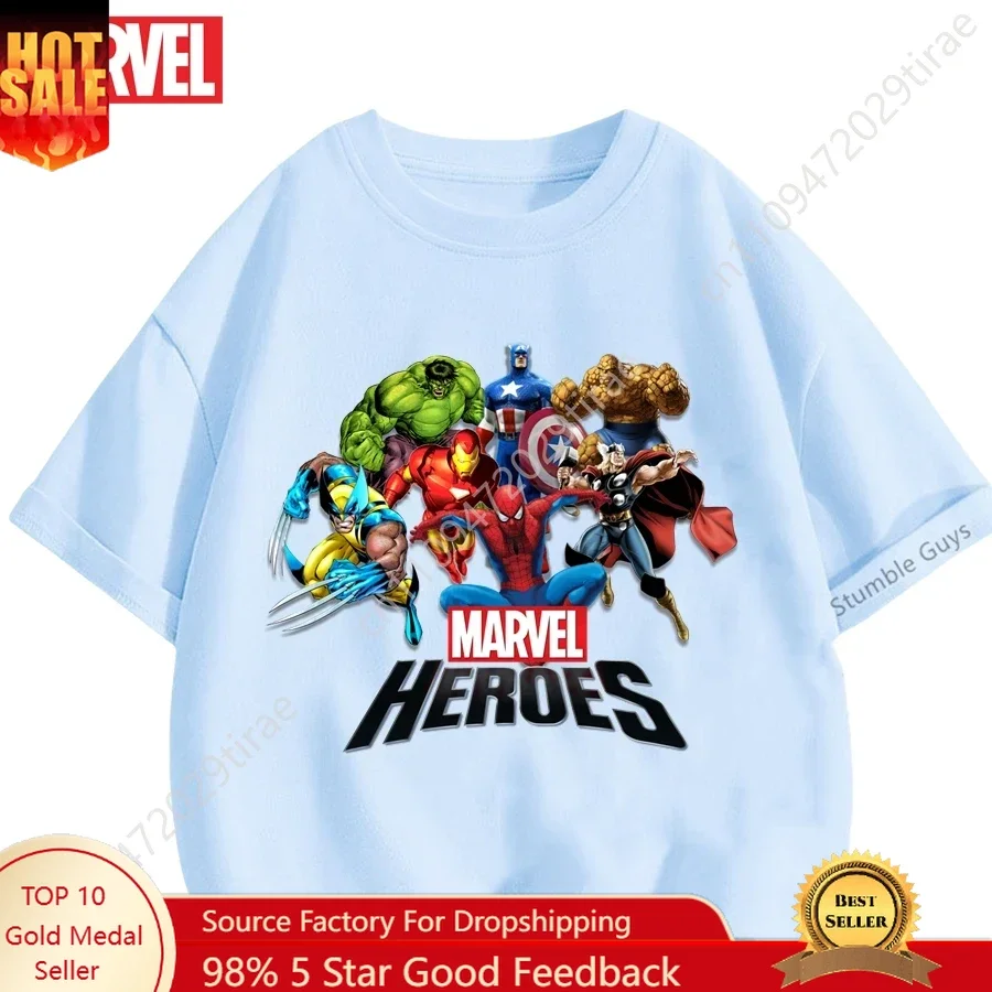 

Marvel Summer Hulk T-Shirt Marvel Super Hero Spiderman Breathable Short Sleeve Avengers Soft Tee Cosplay