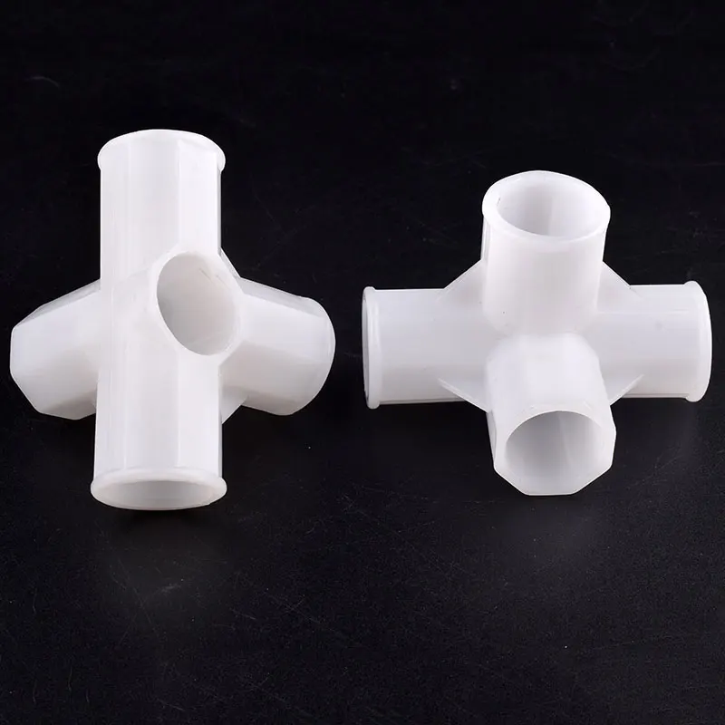 2/5 قطعة 19 مللي متر البلاستيك الأبيض الأنابيب موصل نهاية غطاء المحملة مستقيم أربعة طريقة خزانة هوك مشترك لتقوم بها بنفسك الرف خيمة تركيبات مشتركة ثابتة #5