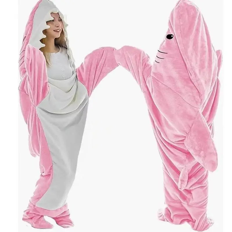 Ultra Soft Shark Blanket Adult Flannel Hoodie Spring Bag Couple's Home Wear Comfortable Sleepwear Autumn Season