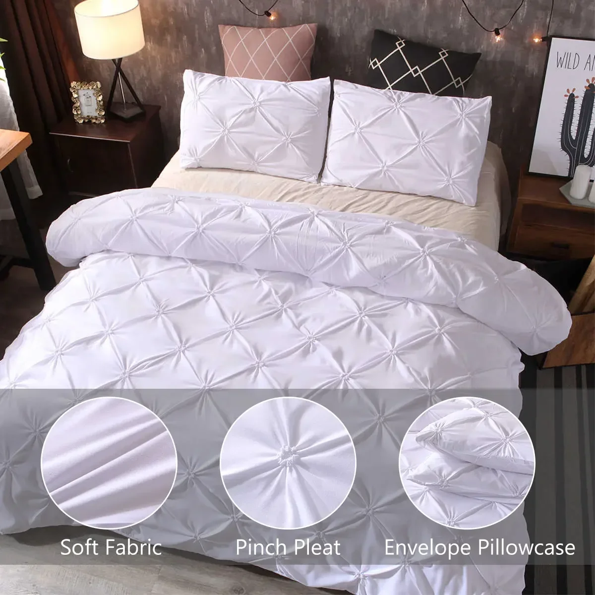 Imagem -02 - Conjunto de Cama de Luxo com Fronha Capa de Edredão Gêmeo Rainha Casal Cama Nórdica sem Folha Rei Branco Euro Casa 220x240 Pcs