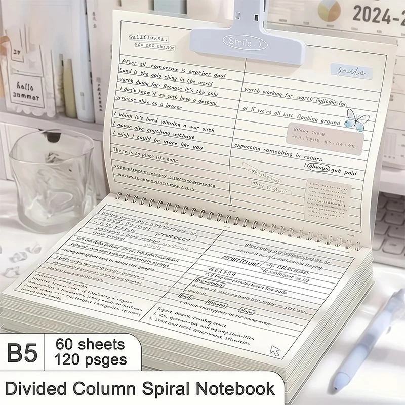 Cuaderno multifuncional en espiral B5 con rejilla/líneas horizontales que separan el bloc de notas de papel grueso, adecuado para planificadores y estudiantes