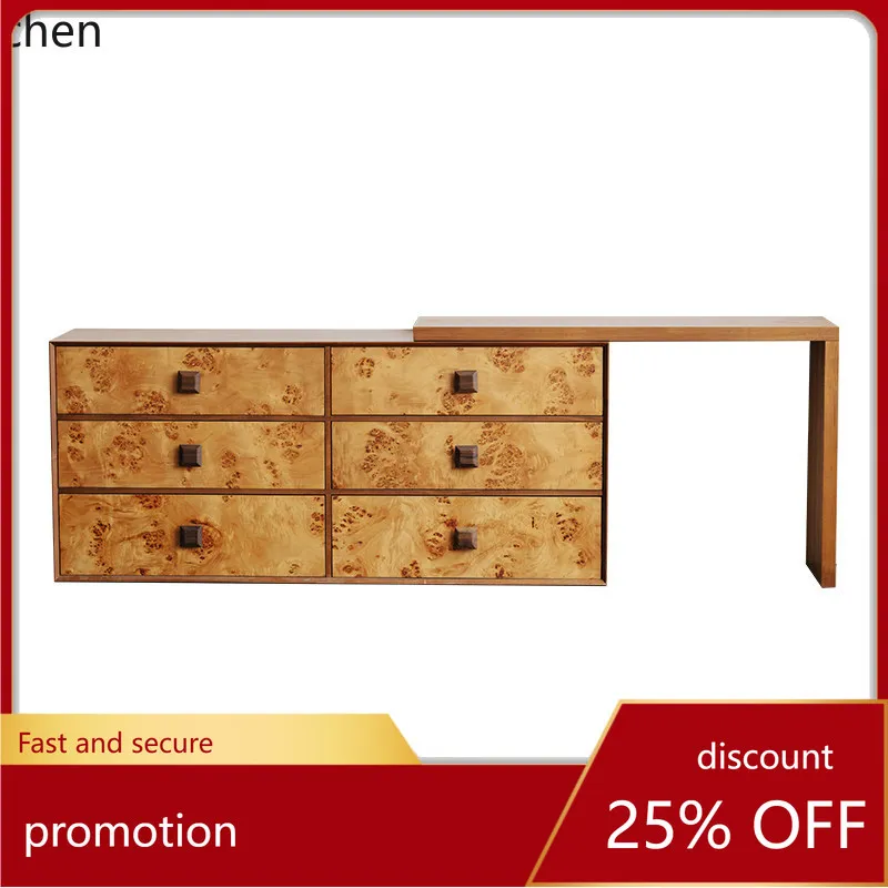 

CZ Vintage Style Tree Bark Pattern Decorative Dressing Table Teak Adjustable Desktop Bedroom Small Apartment Makeup Table