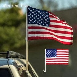 Aerxemrbrae 30 × 45センチメートルアメ車旗12 × 18インチ米国車窓フラグベアラ標準ベアラ振っプラスチック旗竿