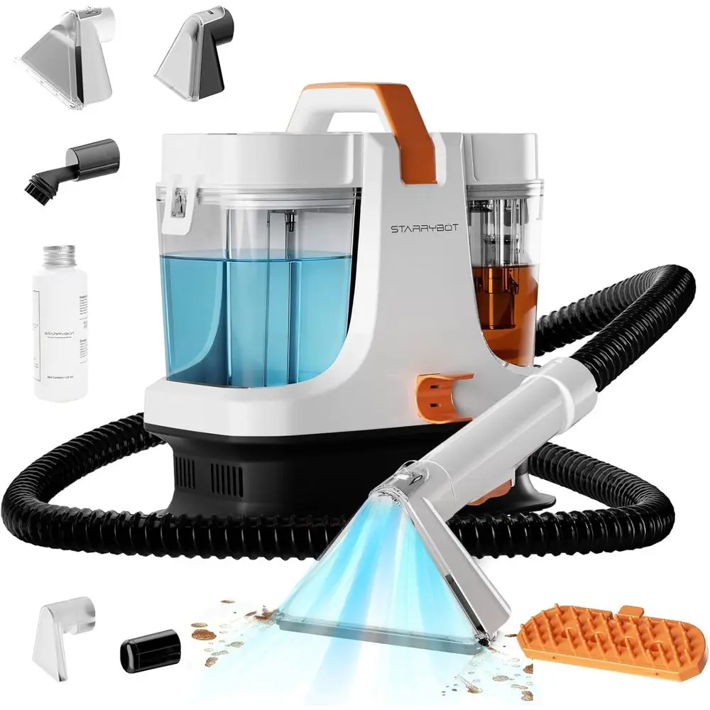 

Powerful 18Kpa Suction Portable Carpet & Upholstery Cleaner for Pets and Spots, White Auto Detailer