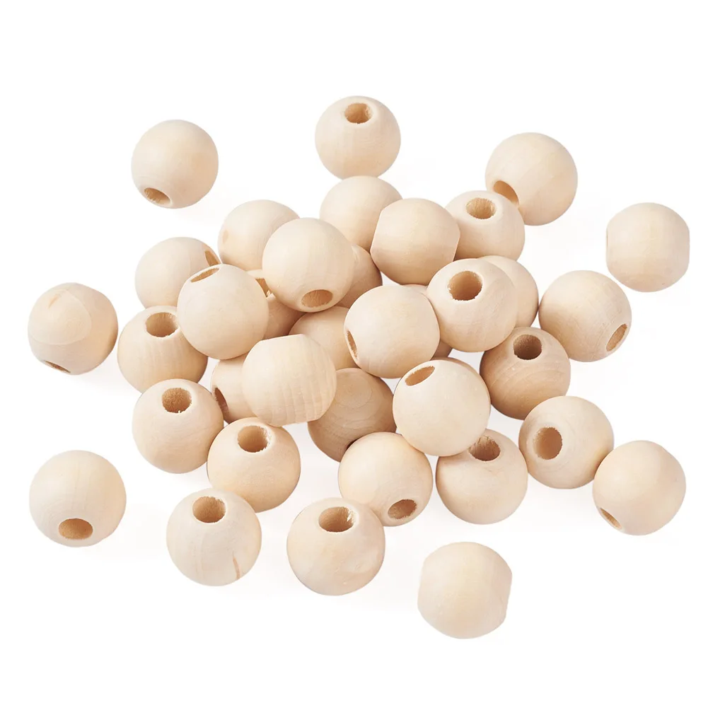 

20/50/100/200pcs 10-25mm Natural Wood Beads Large Hole Round Loose Spacer Wooden Charms For DIY Jewelry Making Handmade Findings