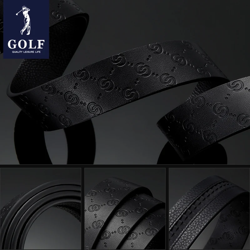 GOLF Men's Genuine Leather Belt  High end Brand Automatic Buckle Business Belt Middle Youth Fashion Belt Trendy Casual B