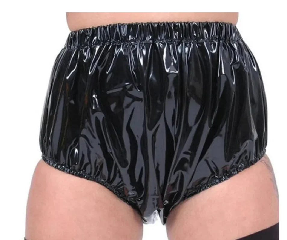 Adult Baby Shiny Pvc Diaper Pants Sissy Elastic Waist Shorts Combination Sexy Underwear Underwear Nightclub Underwear