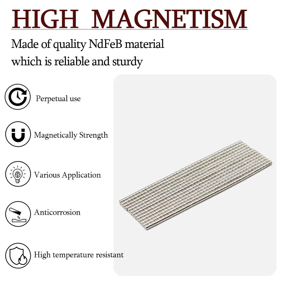 High Density Magnetic Alloy Durable Waterproof Neodymium Magnet Disc 3x3mm Whiteboard Fixing Model Building