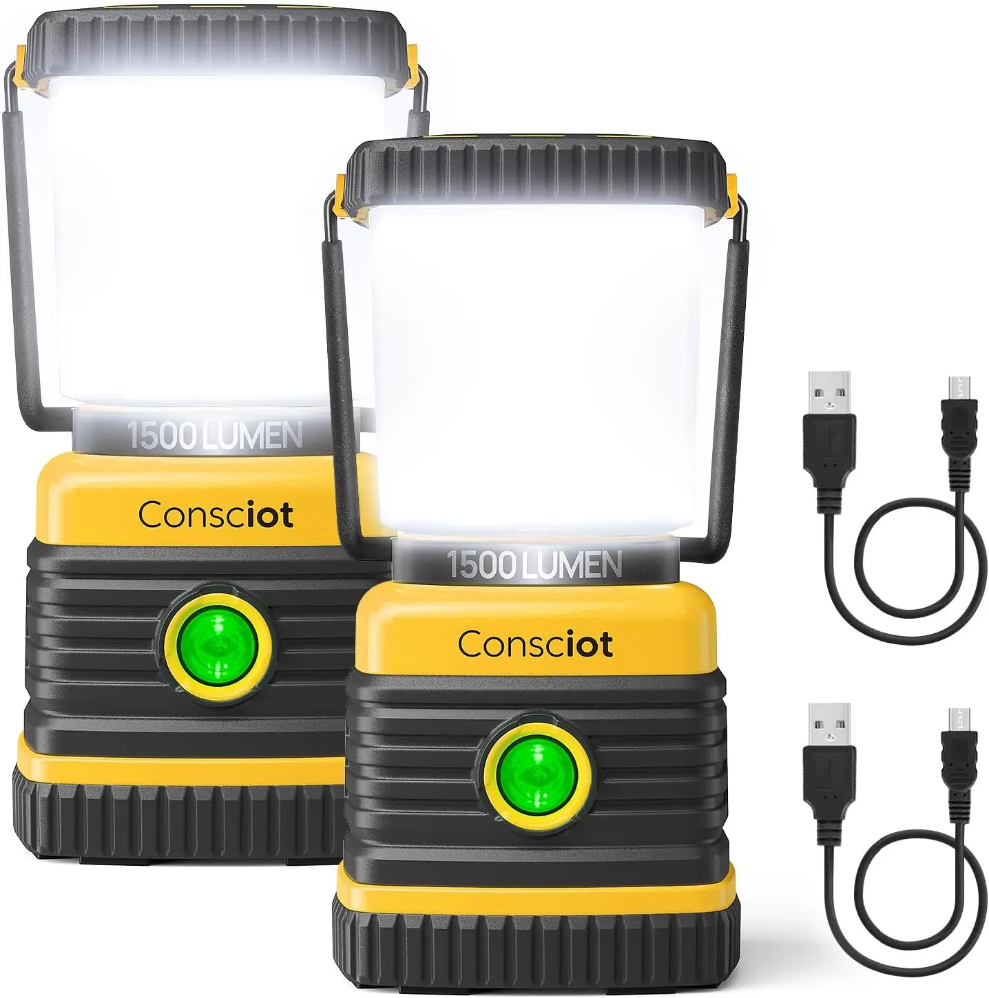 

1500LM LED Camping Lantern, USB-C Rechargeable with 5 Modes, 100H Runtime, IPX4 Waterproof & Dimmable for Power Outages