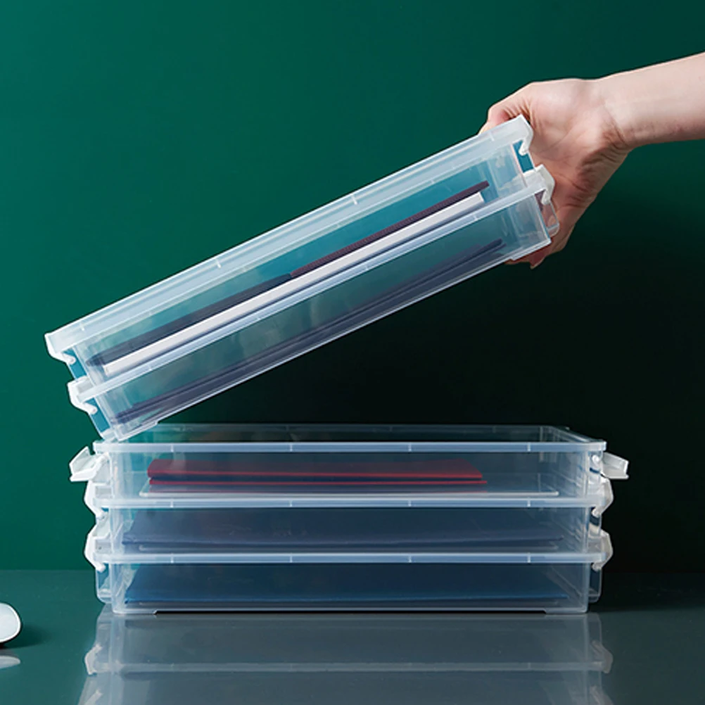 

File Storage Box Large Capacity PP Material Document Organizer Portable for Office Home School File Box