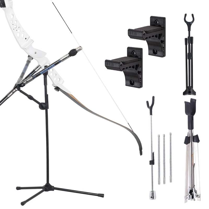 Recurve Bow Stand Foldable Archery Accessory Longbow Takedown Bow and Arrow set Rack legs Hunting Equipment Adjustable Holder