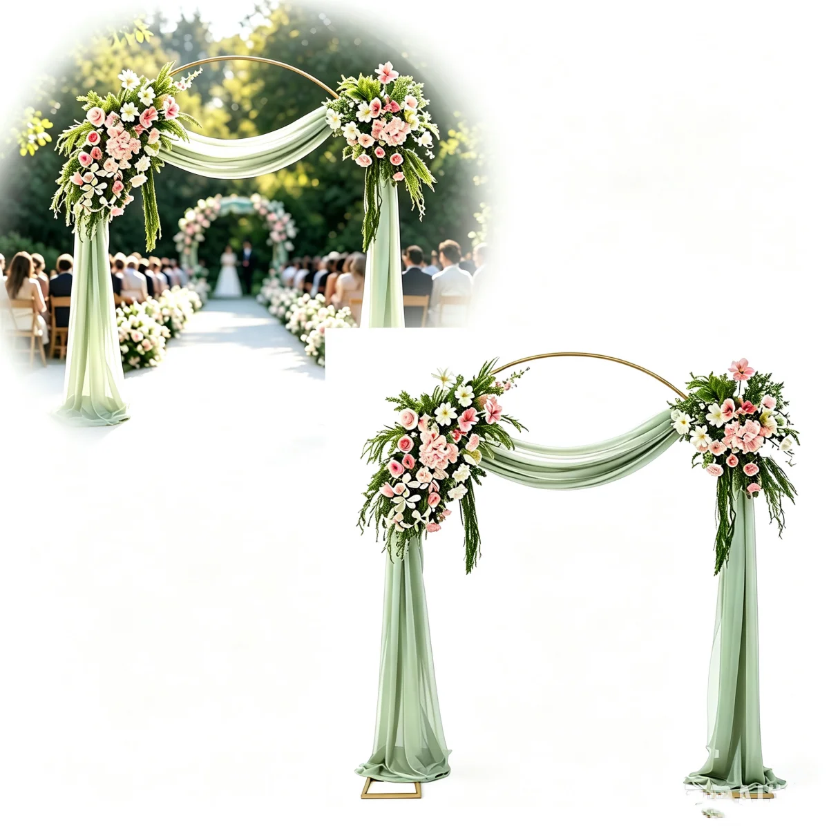 Arco nuziale in metallo dorato 2,1x2,4m, struttura per sfondo con palloncini, facile da montare, arco da giardino per compleanni, baby shower, feste di San Valentino, decorazioni per eventi interni ed