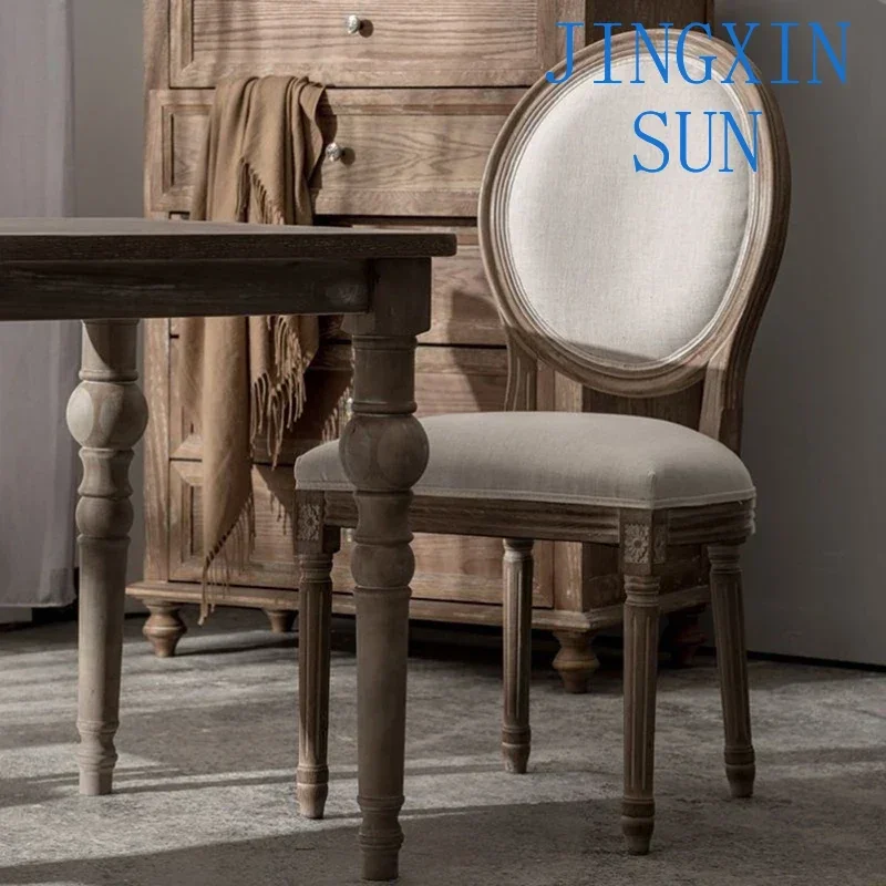 American Retro Dining Chairs for Restaurant Solid Wood Back Cushion Roman Chairs Exquisite Designer Dining Chair for Cafe d