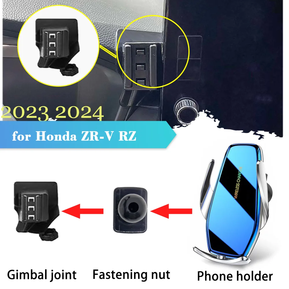 30W Car Mobile Phone Holder for Honda ZR-V ZRV RZ HRV 2023 2024 Air Vent Clip Stand Wireless Charging Sticker Accessories iPhone