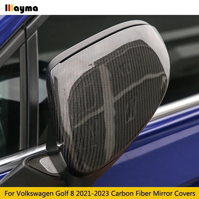 Carbon Fiber Mirror Covers For Volkswagen Golf 8 DSG R-Line 1.4T 2021 2022 2023 MK8 GTI 2.0T 1:1 Car Side Rearview Caps 2Pcs