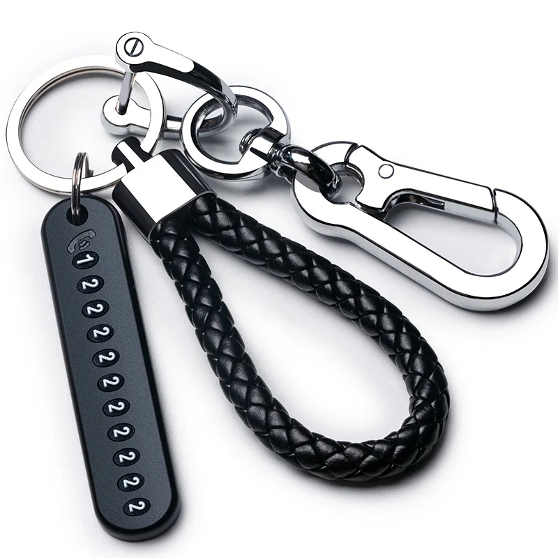 

Anti-Lost Car Keychain With Phone Number Card Pendants Keyring Split Rings Auto Vehicle Lobster Clasp Key Chains Car Accessories