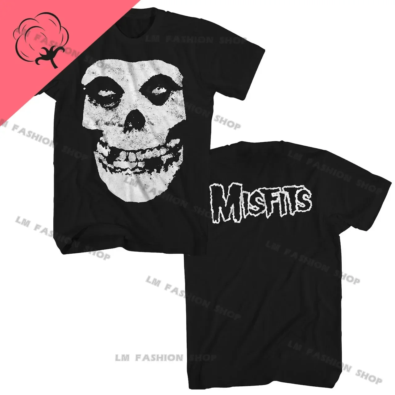 

MISFITS T Shirt Y2K Womens Harajuku Gothic Hip Hop Graphic Printing Cotton Round Neck Oversized Tees Short Sleeve Tops