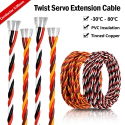 5/10/20/50m 3 way Twist Servo Extension Cable 22AWG 26AWG 30/60 Core JR Futaba Twisted Wire Lead For RC Airplane Accessories