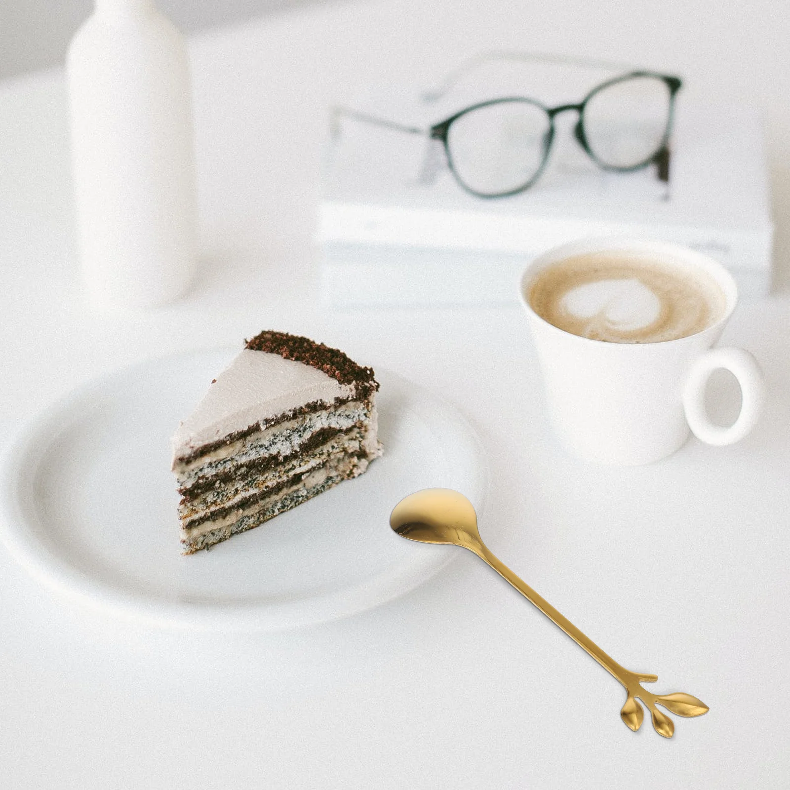 

6Pcs Creative Leaf Shape Spoons Stainless Steel Long Handle Coffee Dessert Iced Tea Stirring Spoons Premium