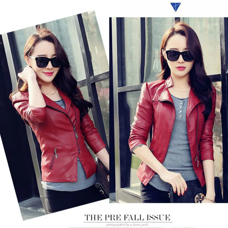 Moto Coat 2024 Spring Winter Women Short Slim Cool Lady PU Leather Jackets Sweet Female Zipper Faux Femme Outwear