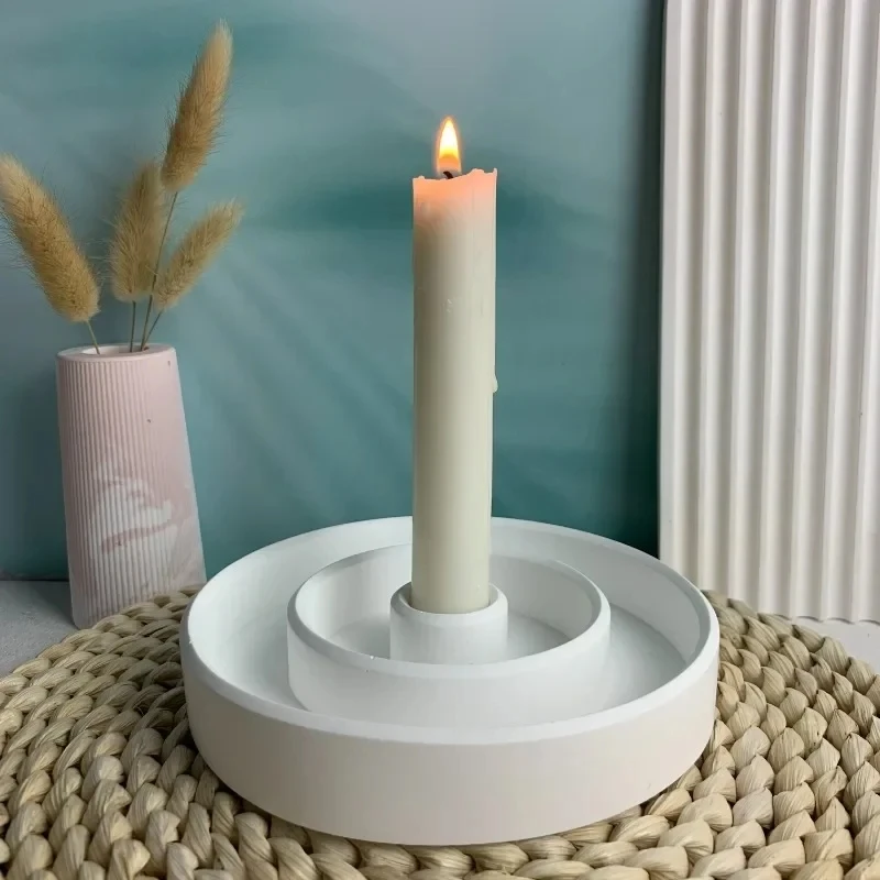 

Circle Candle Holder Silicone Mold Round Candlestick Home Decor Molds Concrete Cement Tray MoldEpoxy Resin Crafts Mould