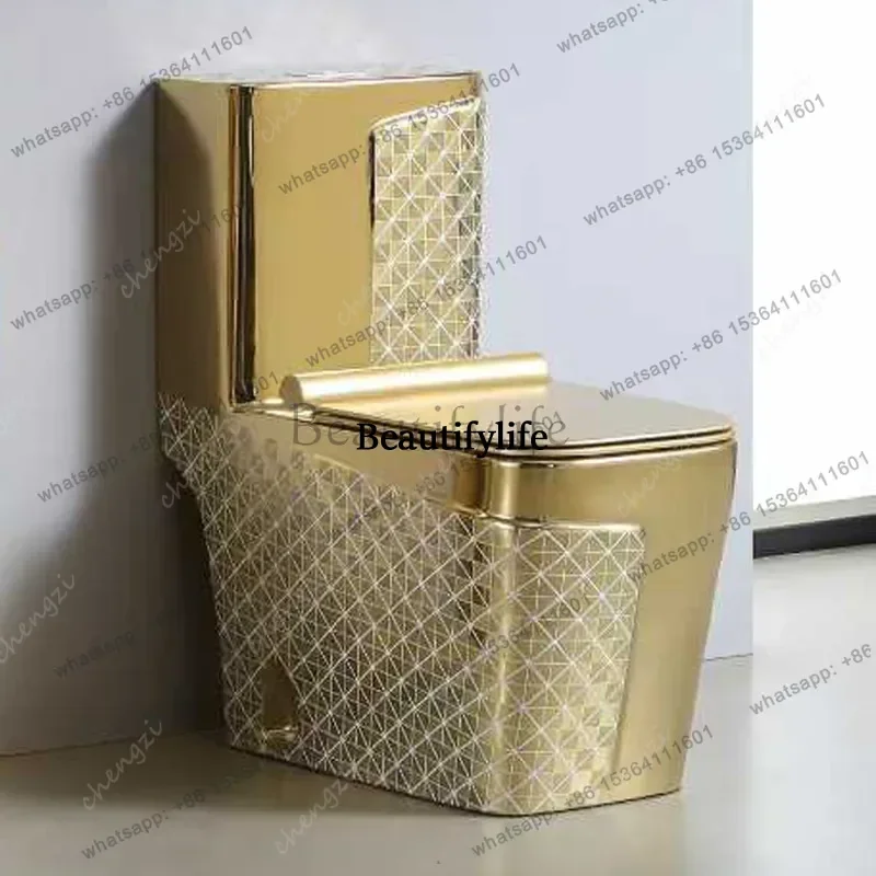 J132 One-piece colored gold toilet, gold-plated toilet, siphon against the wall, colored toilet