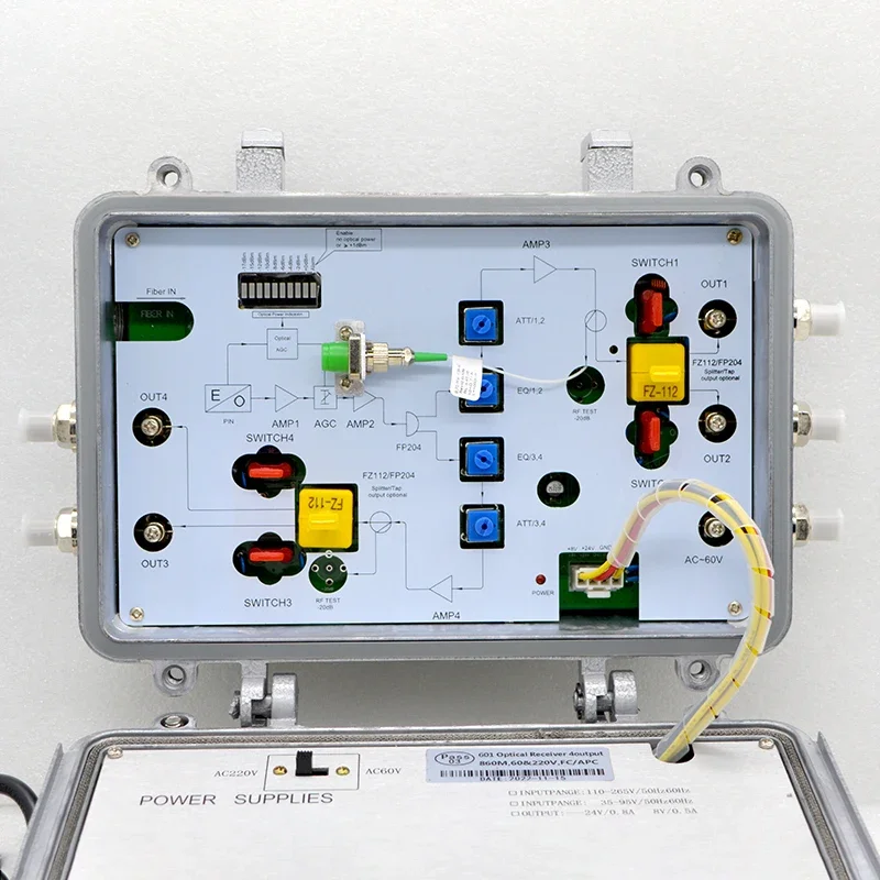 Outdoor 4 Outputs CATV Optical Receiver AC220V with AGC SC/APC FC/APC Converter