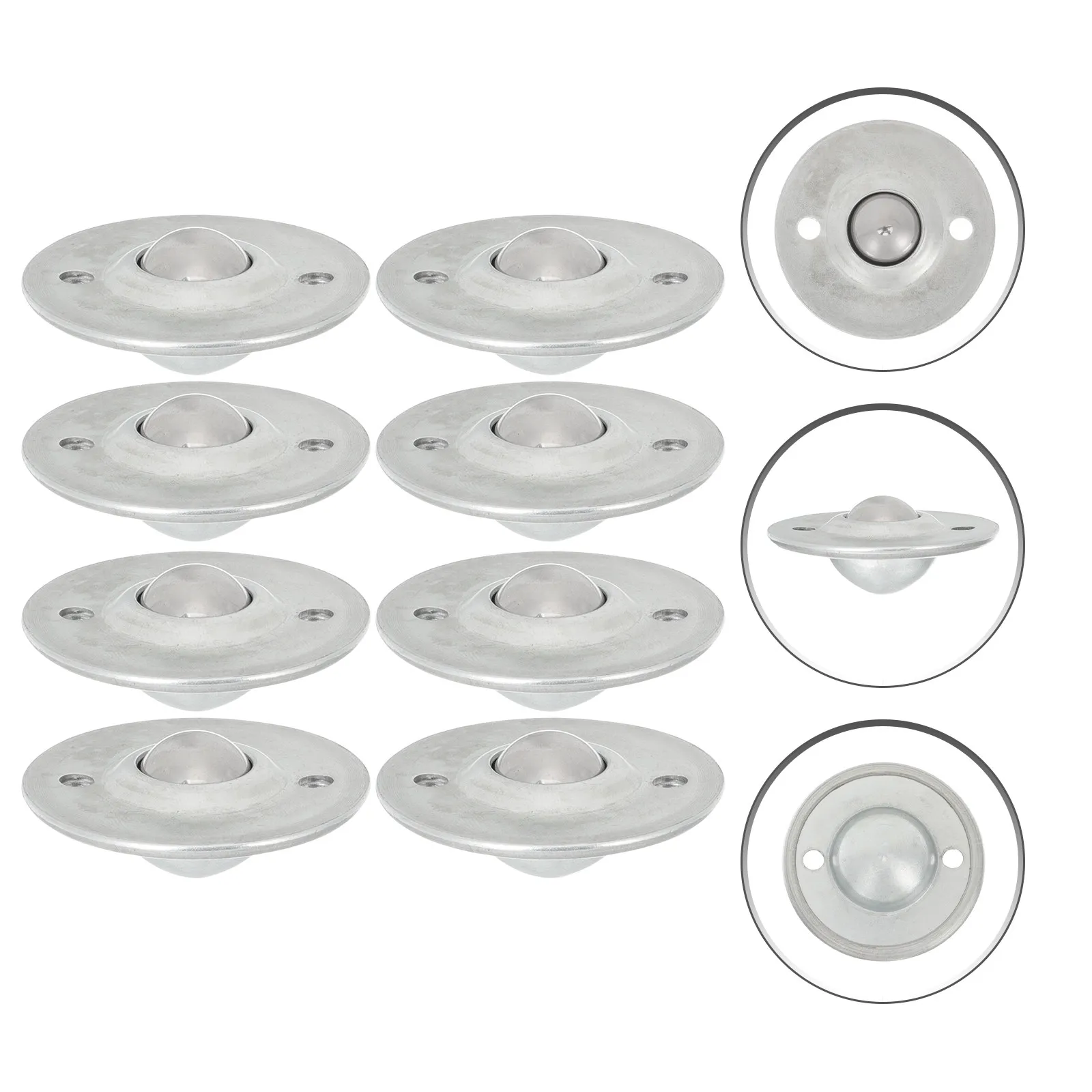 8pcs Screw Mounted Round Ball Transfer Units Universal Rotation Casters Roller Bearing Swivel Furniture Replacement Wheels For