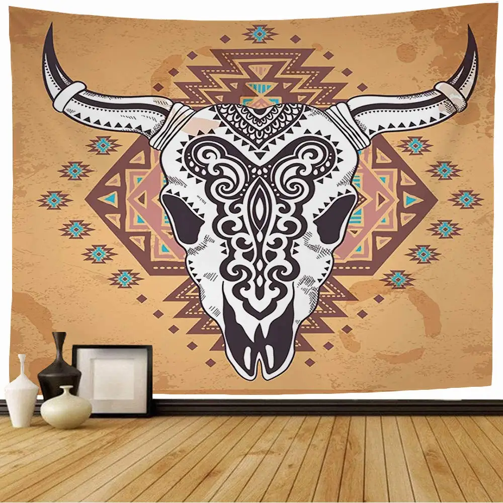 

Cow Skull Tapestry Western Themed Home Tapestries Boho Longhorn Skeleton Tapestry Wall Hanging Art for Living Room Bedroom Dorm