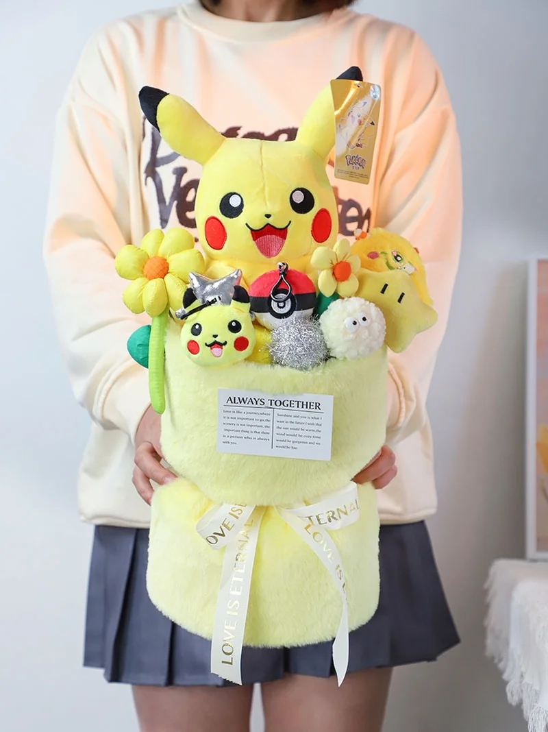 

22x35cm Pokemon Kawaii Plushies Pikachu Anime Doll Bouquet Pokémon Plush Doll Creative Cute Birthday Gift For Girlfriend