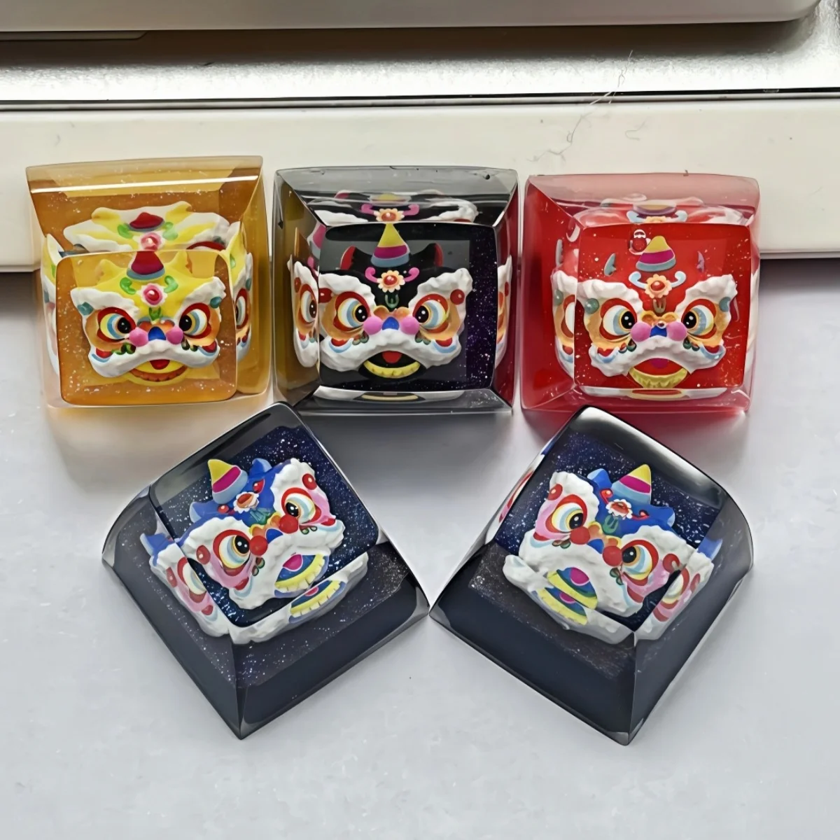 

Epoxy transparent personalized national style lion dance keycap DIY cute three-dimensional handmade mechanical keyboard key cap