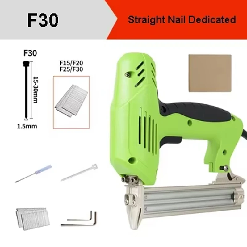 Elektrisch schiethamer 220V Nietmachine Shooter Elektrisch nietmachinepistool Houtbewerking F30 Rechte nagelaccessoire Schiethamergereedschap