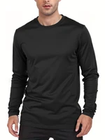 Printemps automne hommes T-shirts à manches longues décontracté hauts couleur unie haute qualité noir T-Shirt classique hommes vêtements 5