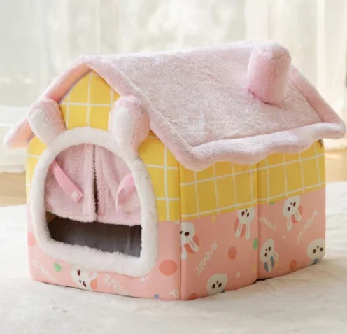 Imagem -03 - Casa de Cama Fechada Dobrável para Animais de Estimação Ninho Quente Removível Dog Villa Dormir Kennel Cat Sofa Pet Supplies Inverno