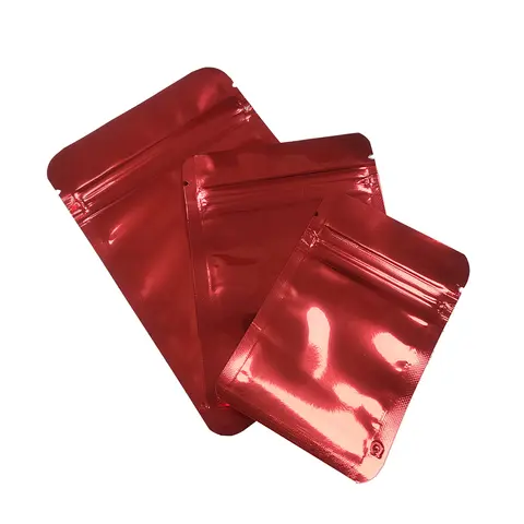 200Pcs Glossy Red Small Mylar Sachet Flat Heat Sealable Tea Coffee PET Food Plastic Packaging Aluminum Foil Ziplock Bags