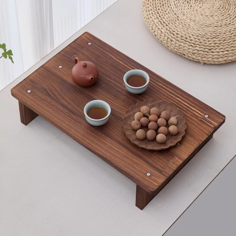 Solid Wood Bay Window Desk Minimalist Bedroom Pinewood Coffee Stand Japanese Tatami Natural Wood